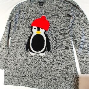 Penguin Christmas Sweater Size Medium Color Gray